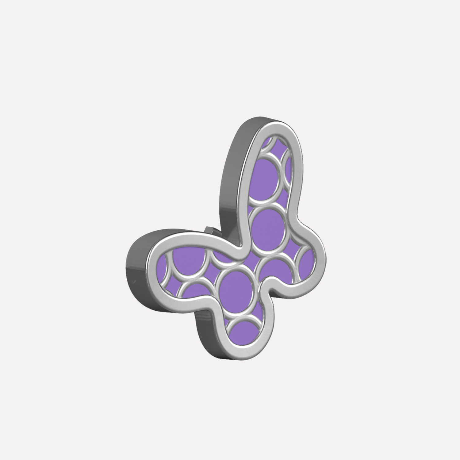 Joollion Charm Butterfly 3/4 σε μωβ σμάλτο, ασήμι 925 επιπλατινωμένο, συμβατό με όλα τα Joolets της Joolify.