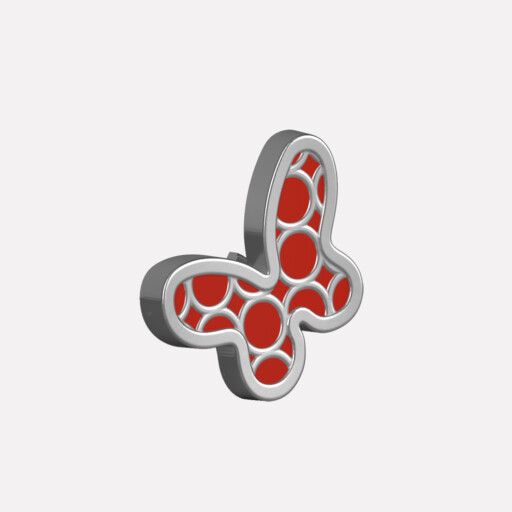 Joollion Charm Butterfly 3/4 σε κόκκινο σμάλτο, ασήμι 925 επιπλατινωμένο, συμβατό με όλα τα Joolets της Joolify.