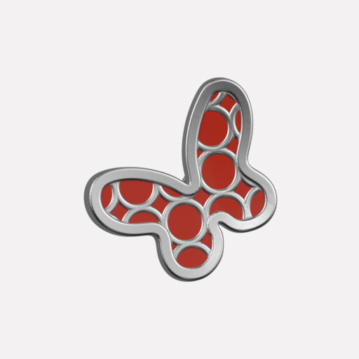 Joollion Charm Butterfly σε κόκκινο σμάλτο, ασήμι 925 επιπλατινωμένο, συμβατό με όλα τα Joolets της Joolify.