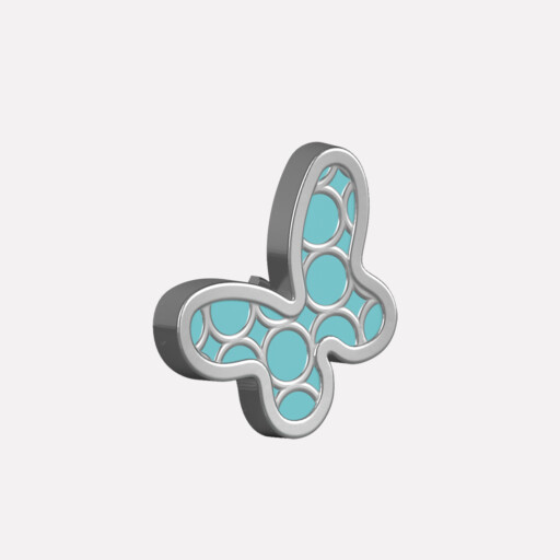 Joollion Charm Butterfly 3/4 σε τιρκουάζ σμάλτο, ασήμι 925 επιπλατινωμένο, συμβατό με όλα τα Joolets της Joolify.