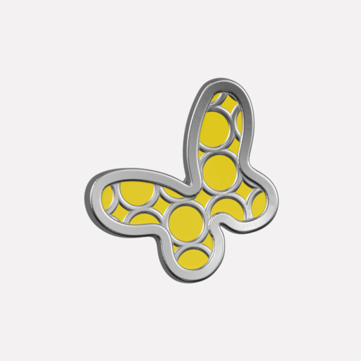 Joollion Charm Butterfly σε κίτρινο σμάλτο, ασήμι 925 επιπλατινωμένο, συμβατό με όλα τα Joolets της Joolify.