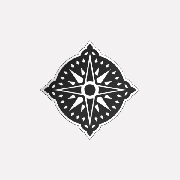 Joollion Charm Compass (Πυξίδα) σε μαύρο σμάλτο, ασήμι 925 επιπλατινωμένο, συμβατό με όλα τα Joolets της Joolify.
