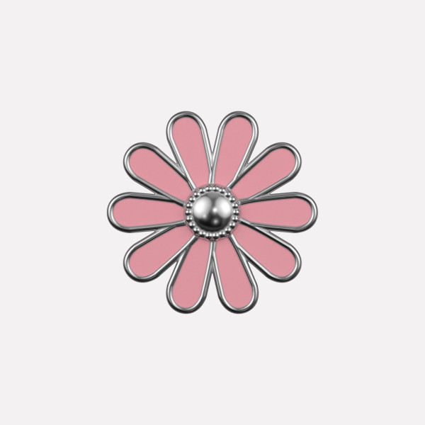 Joollion Charm Daisy σε ροζ σμάλτο, ασήμι 925 επιπλατινωμένο, συμβατό με όλα τα Joolets της Joolify.