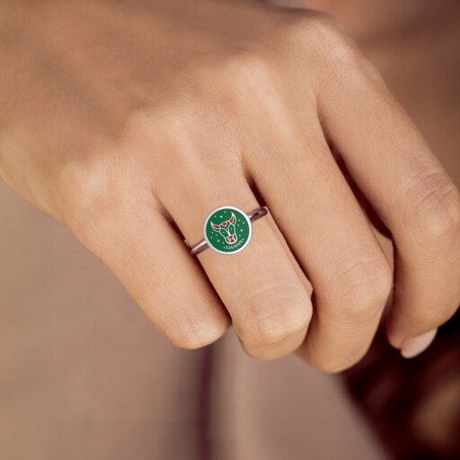 Joollion Charm Taurus (Ταύρος), φορεμένο σε Joolet Ring. Επιπλατινωμένο ασήμι 925, συμβατό με όλα τα Joolets της Joolify.