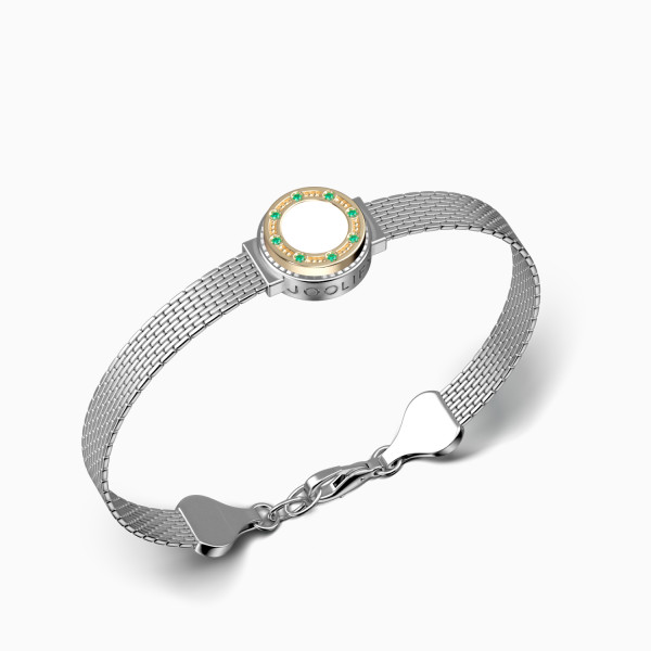 Joollion από επιχρυσωμένο ασήμι 925 με χρυσό 18k. Φορεμένο σε Joolet βραχιόλι με ασημένια αλυσίδα.