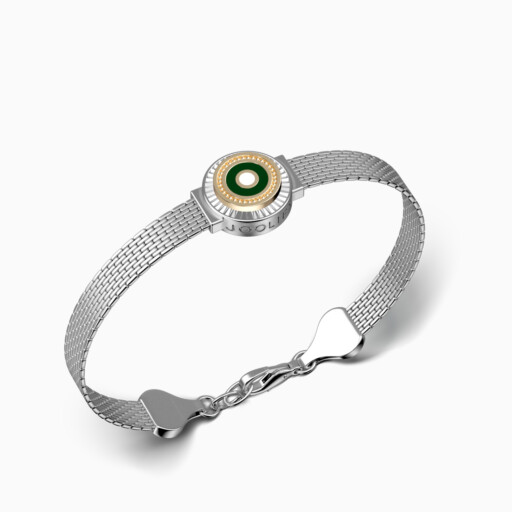 Joollion από επιχρυσωμένο ασήμι 925 με χρυσό 18k. Φορεμένο σε Joolet βραχιόλι με ασημένια αλυσίδα.
