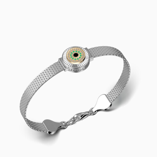 Joollion από επιχρυσωμένο ασήμι 925 με χρυσό 18k. Φορεμένο σε Joolet βραχιόλι με ασημένια αλυσίδα.