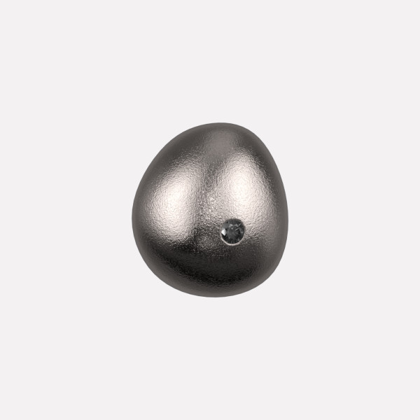 Joollion Charm Pebble (Βότσαλο) με μαύρο ζιργκόν, ασήμι 925 επιπλατινωμένο, συμβατό με όλα τα Joolets της Joolify.