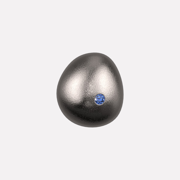 Joollion Charm Pebble (Βότσαλο) με μπλε ζιργκόν, ασήμι 925 επιπλατινωμένο, συμβατό με όλα τα Joolets της Joolify.