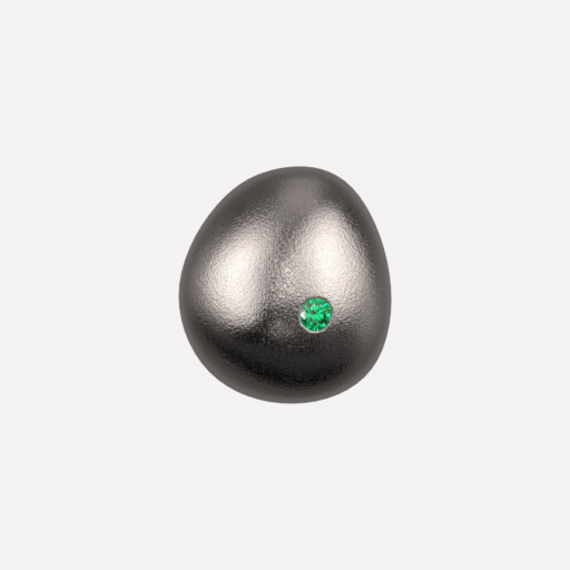 Joollion Charm Pebble (Βότσαλο) με πράσινο ζιργκόν, ασήμι 925 επιπλατινωμένο, συμβατό με όλα τα Joolets της Joolify.