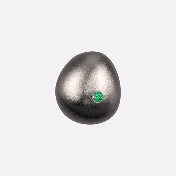 Joollion Charm Pebble (Βότσαλο) με πράσινο ζιργκόν, ασήμι 925 επιπλατινωμένο, συμβατό με όλα τα Joolets της Joolify.