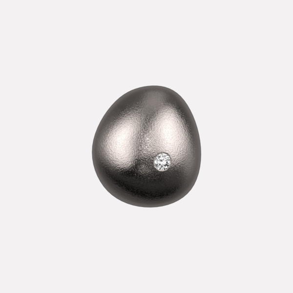 Joollion Charm Pebble (Βότσαλο) με λευκό ζιργκόν, ασήμι 925 επιπλατινωμένο, συμβατό με όλα τα Joolets της Joolify.