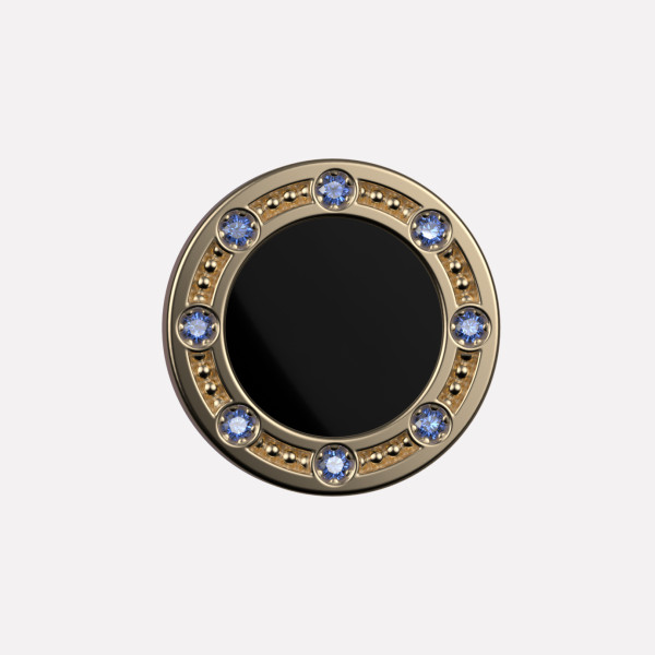 Joollion Charm Elegant Stones σε μαύρο σμάλτο, μπλε ζιργκόν, ασήμι 925, επιχρυσωμένο με χρυσό 18k, συμβατό με όλα τα Joolets.