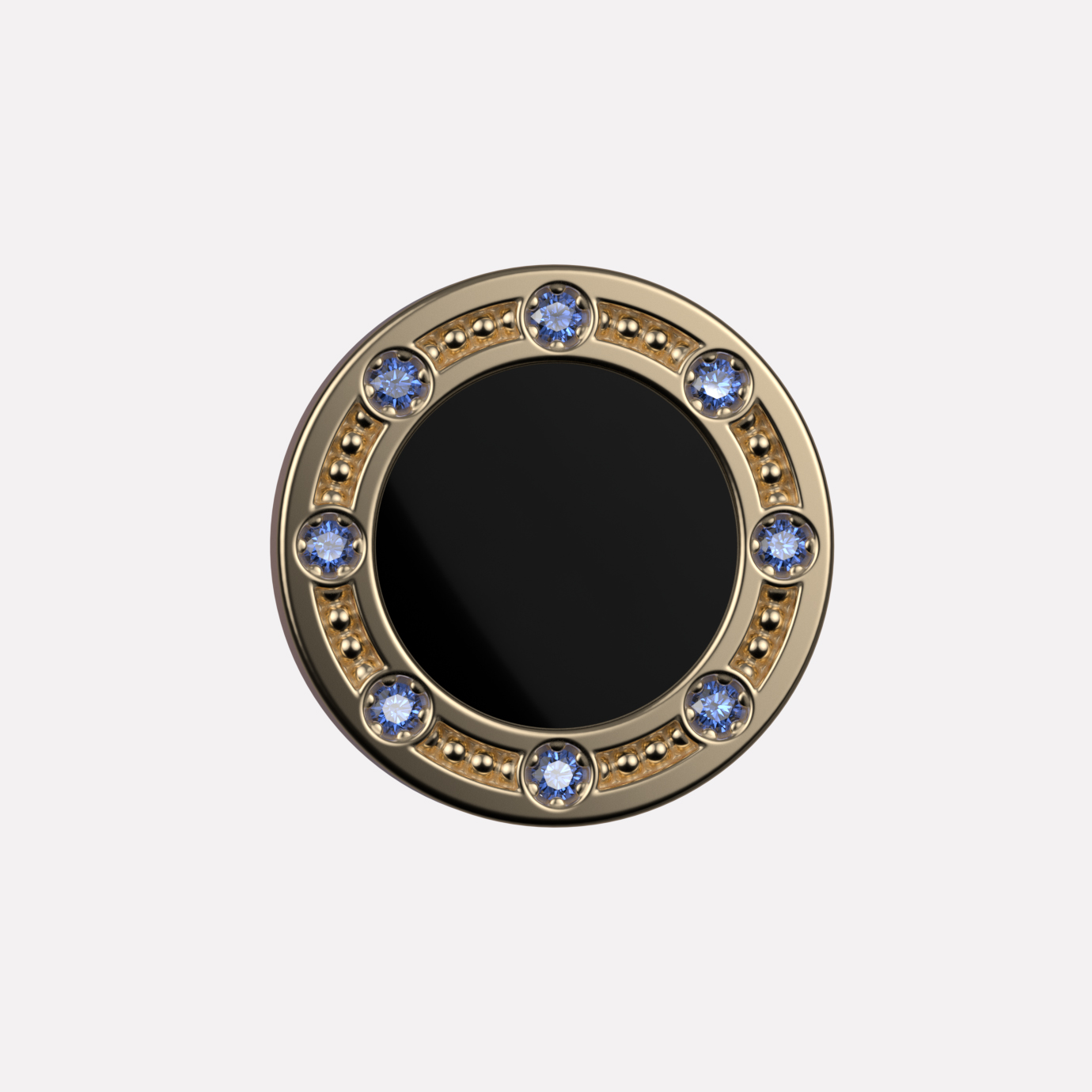 Joollion Charm Elegant Stones σε μαύρο σμάλτο, μπλε ζιργκόν, ασήμι 925, επιχρυσωμένο με χρυσό 18k, συμβατό με όλα τα Joolets.