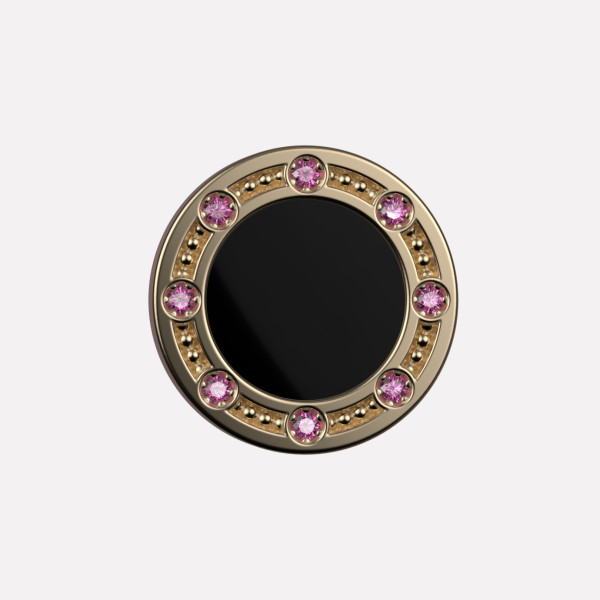 Joollion Charm Elegant Stones σε μαύρο σμάλτο, μωβ ζιργκόν, ασήμι 925, επιχρυσωμένο με χρυσό 18k, συμβατό με όλα τα Joolets.