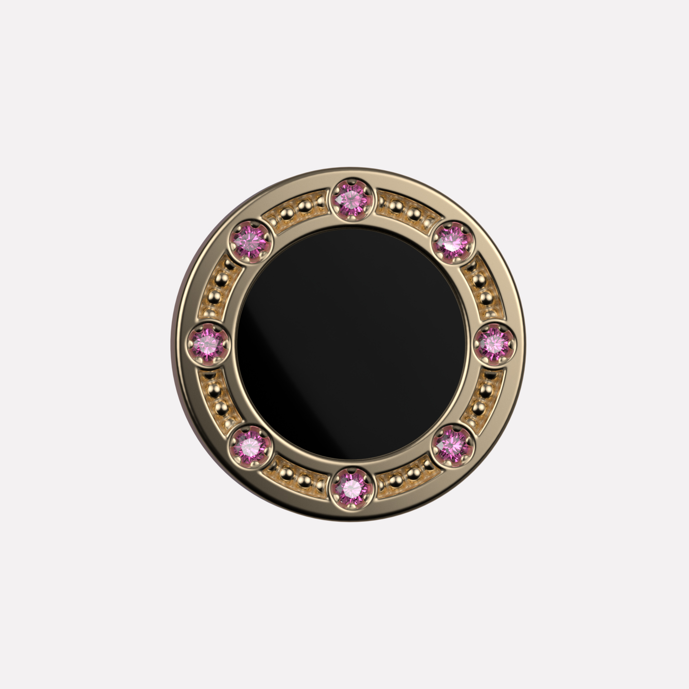Joollion Charm Elegant Stones σε μαύρο σμάλτο, μωβ ζιργκόν, ασήμι 925, επιχρυσωμένο με χρυσό 18k, συμβατό με όλα τα Joolets.