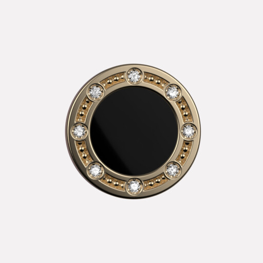 Joollion Charm Elegant Stones σε μαύρο σμάλτο, λευκά ζιργκόν, ασήμι 925, επιχρυσωμένο με χρυσό 18k, συμβατό με όλα τα Joolets.
