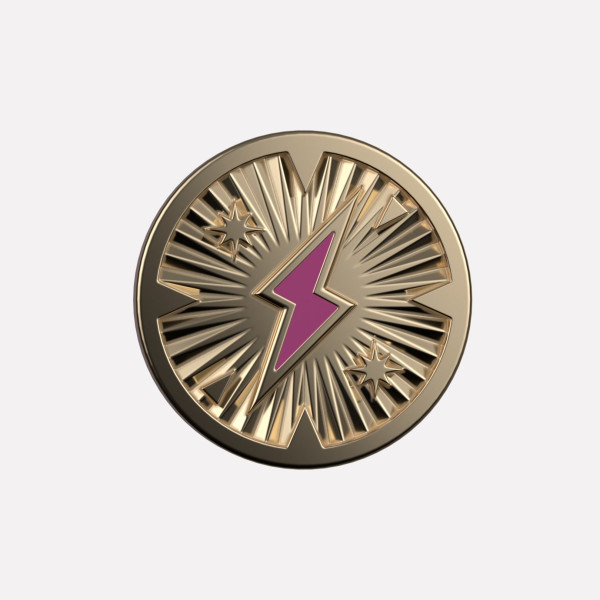 Joollion Charm Pink Thunder (Ροζ Κεραυνός). Ροζ σμάλτο, ασήμι 925 επιχρυσωμένο με χρυσό 18k, συμβατό με όλα τα Joolets της Joolify.