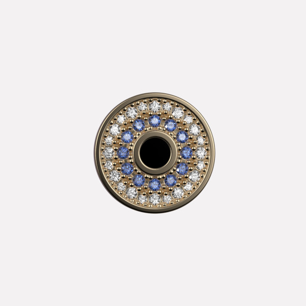 Joollion Charm Stone Eye με μπλε ζιργκόν, ασήμι 925, επιχρυσωμένο με χρυσό 18k, συμβατό με όλα τα Joolets της Joolify.