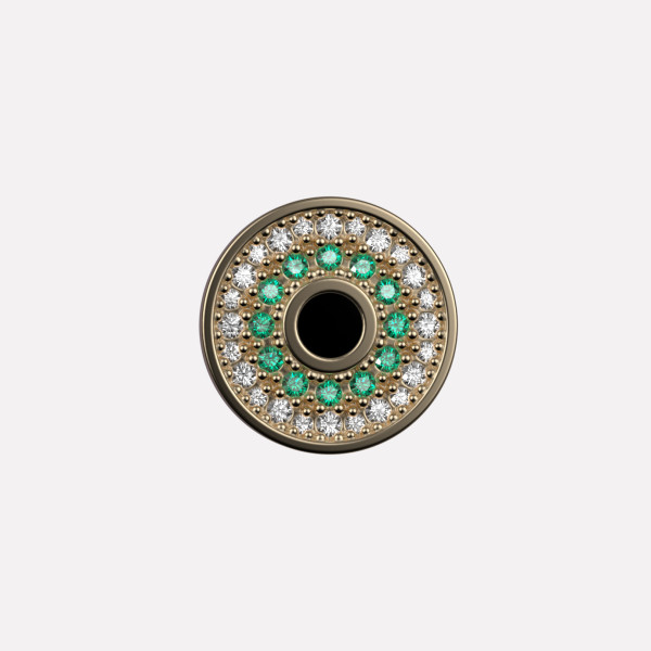 Joollion Charm Stone Eye με πράσινα ζιργκόν, ασήμι 925, επιχρυσωμένο με χρυσό 18k, συμβατό με όλα τα Joolets της Joolify.