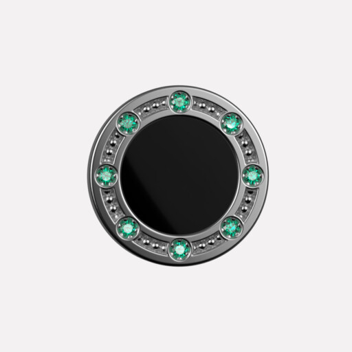 Joollion Charm Elegant Stones σε μαύρο σμάλτο, πράσινα ζιργκόν, ασήμι 925 επιπλατινωμένο, συμβατό με όλα τα Joolets της Joolify.