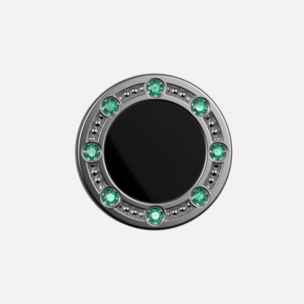 Joollion Charm Elegant Stones σε μαύρο σμάλτο, πράσινα ζιργκόν, ασήμι 925 επιπλατινωμένο, συμβατό με όλα τα Joolets της Joolify.