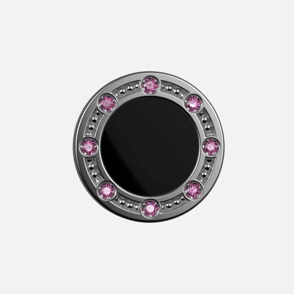 Joollion Charm Elegant Stones σε μαύρο σμάλτο, μωβ ζιργκόν, ασήμι 925 επιπλατινωμένο, συμβατό με όλα τα Joolets της Joolify.