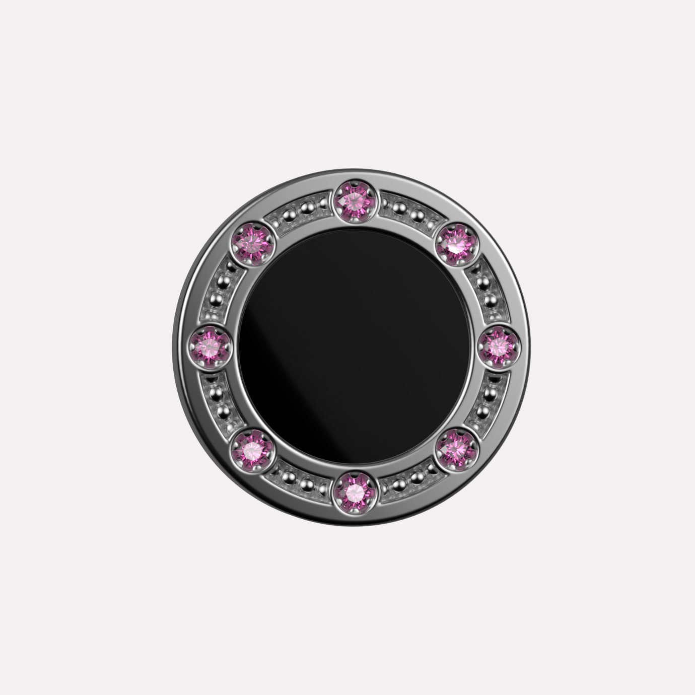 Joollion Charm Elegant Stones σε μαύρο σμάλτο, μωβ ζιργκόν, ασήμι 925 επιπλατινωμένο, συμβατό με όλα τα Joolets της Joolify.