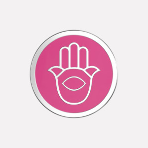 Joollion Charm Pink Hamsa (Ροζ Χάμσα), ασήμι 925 επιπλατινωμένο, συμβατό με όλα τα Joolets της Joolify.