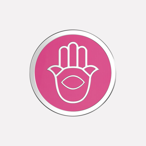 Joollion Charm Pink Hamsa (Ροζ Χάμσα), ασήμι 925 επιπλατινωμένο, συμβατό με όλα τα Joolets της Joolify.