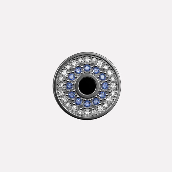 Joollion Charm Stone Eye με μπλε ζιργκόν, ασήμι 925 επιπλατινωμένο, συμβατό με όλα τα Joolets της Joolify.