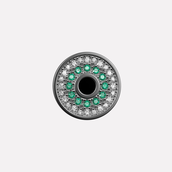 Joollion Charm Stone Eye με πράσινα ζιργκόν, ασήμι 925 επιπλατινωμένο, συμβατό με όλα τα Joolets της Joolify.
