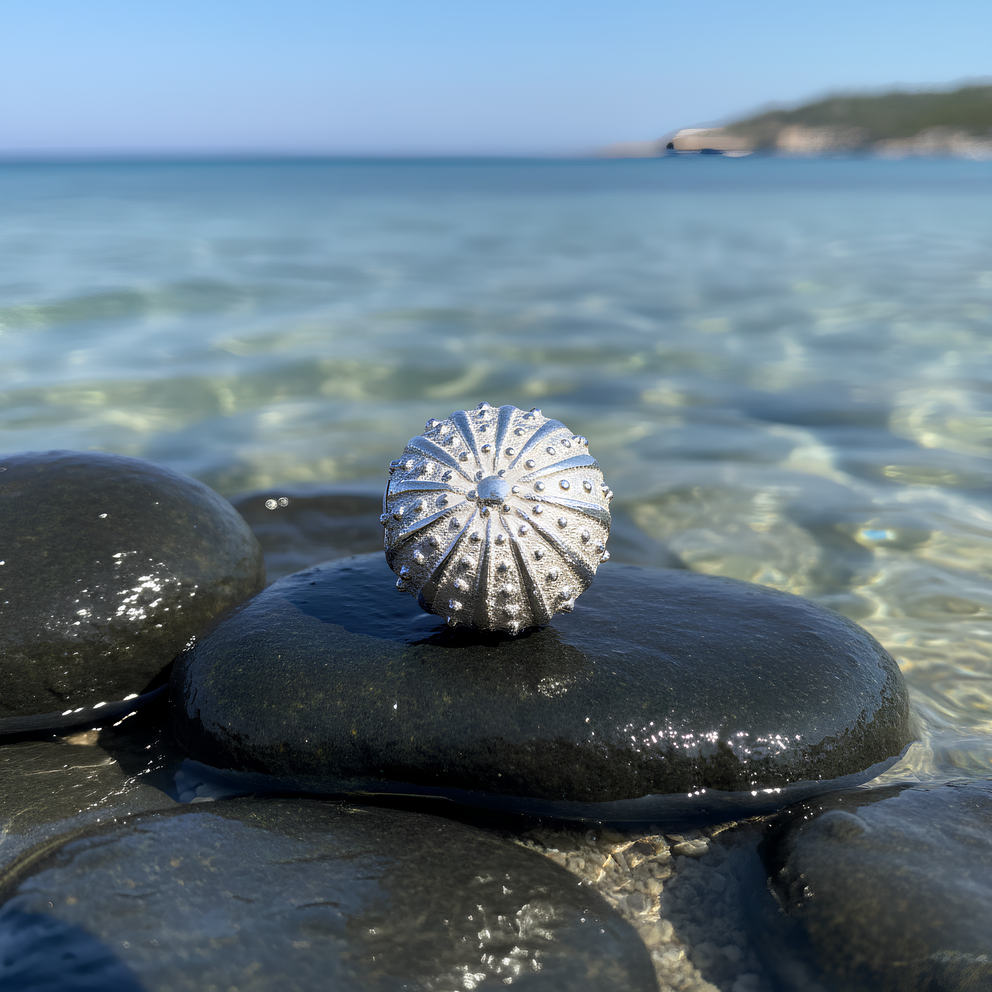Το Joollion Urchin από επιπλατινωμένο ασήμι 925 εμπνευσμένο από τη θάλασσα και τη γεωμετρία του αχινού.