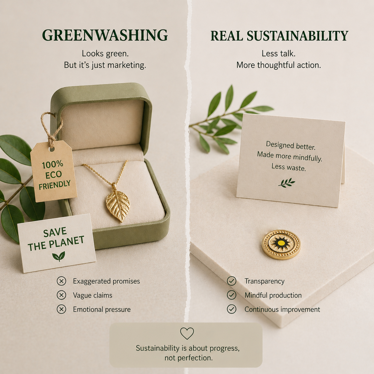 Greenwashing και ειλικρινής βιωσιμότητα στο jewelry industry.