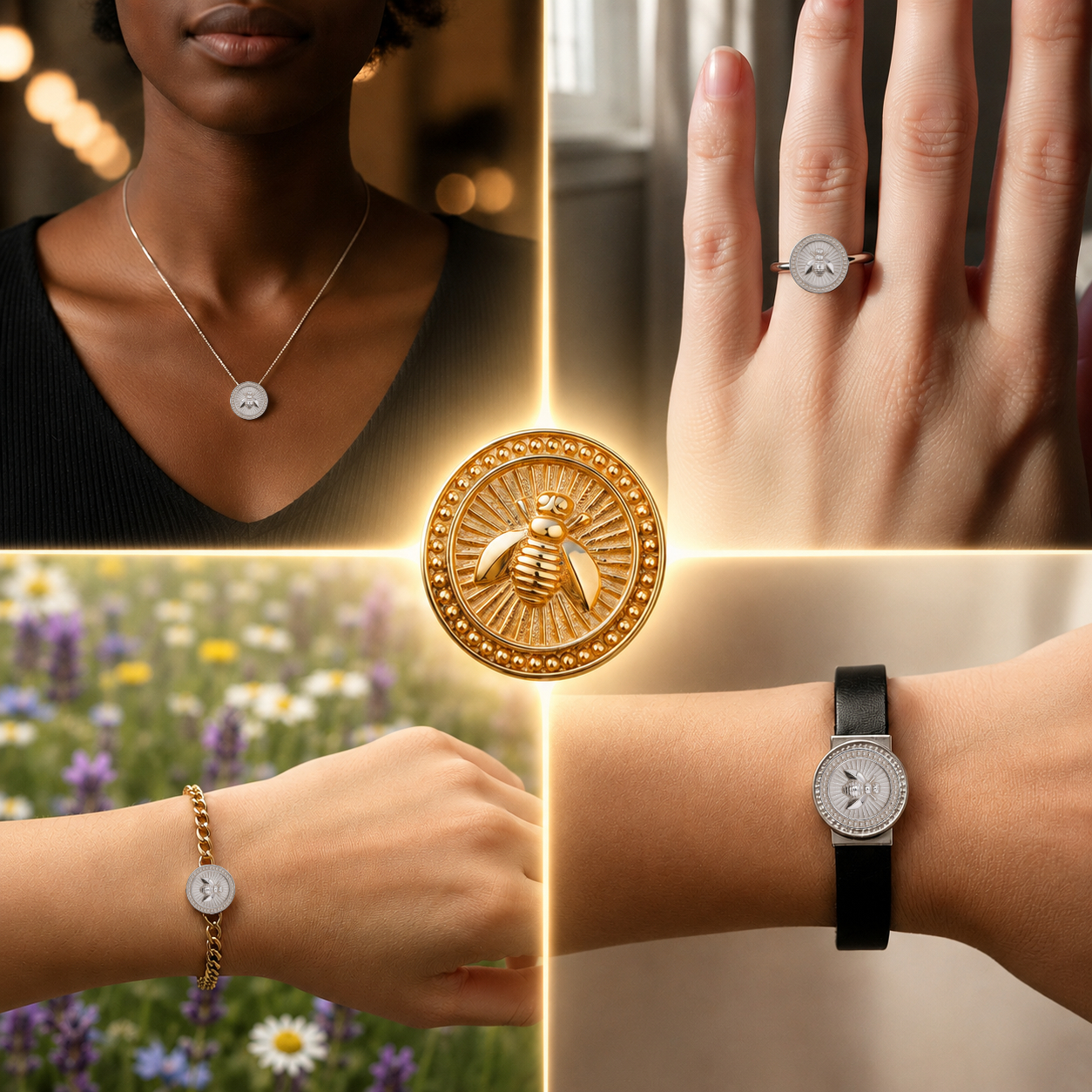 Modular jewelry system με εναλλαγές συμβόλων και διαφορετικά stylings.