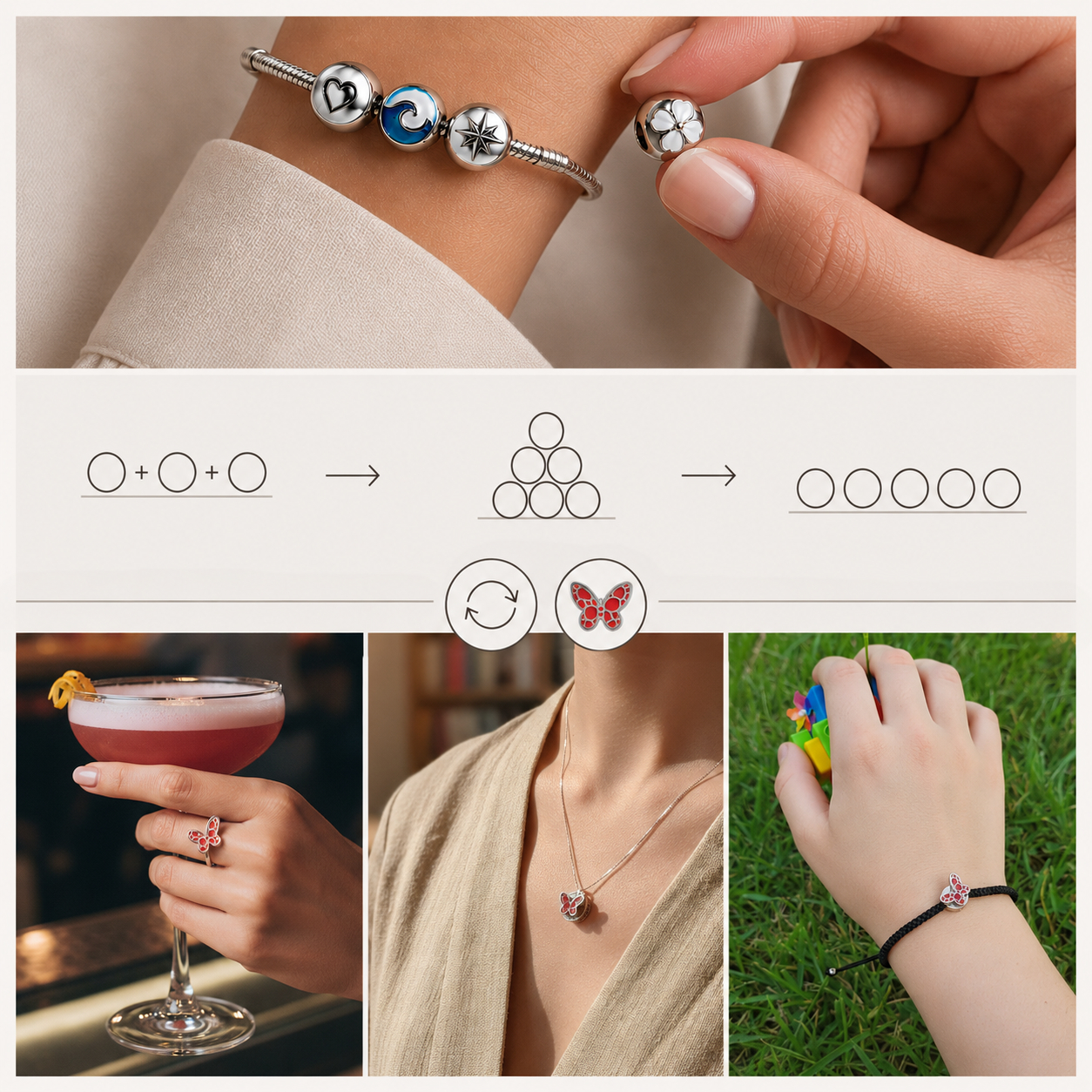 Modular transformation jewelry philosophy.